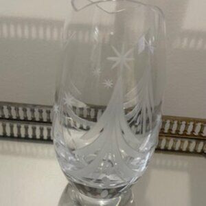Vintage Mikasa Crystal Christmas Tree and Stars Scalloped Vase